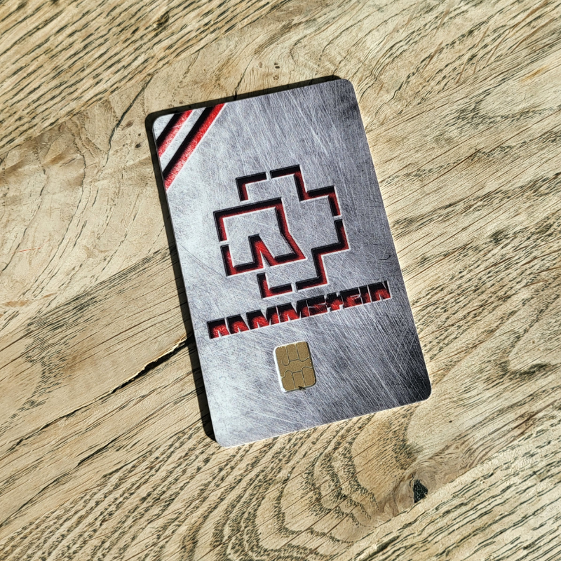 Metal Band Logo Card Sticker – Red Silver Design