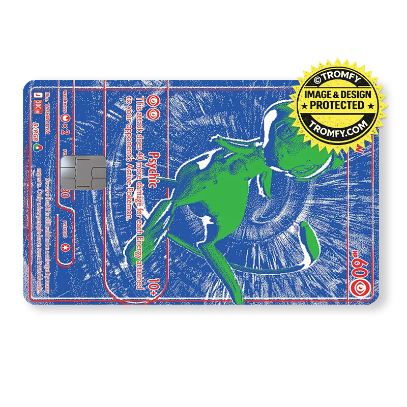 Retro Green Psychic Cat Blue Card Skin - Anime Card