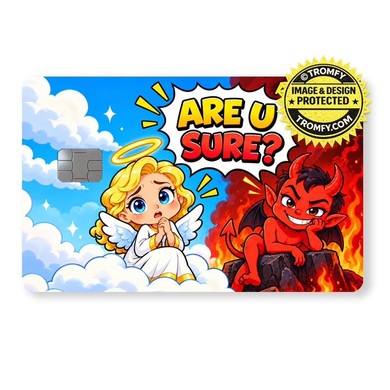 Funny Angel vs Devil Card Skin – Are U Sure?