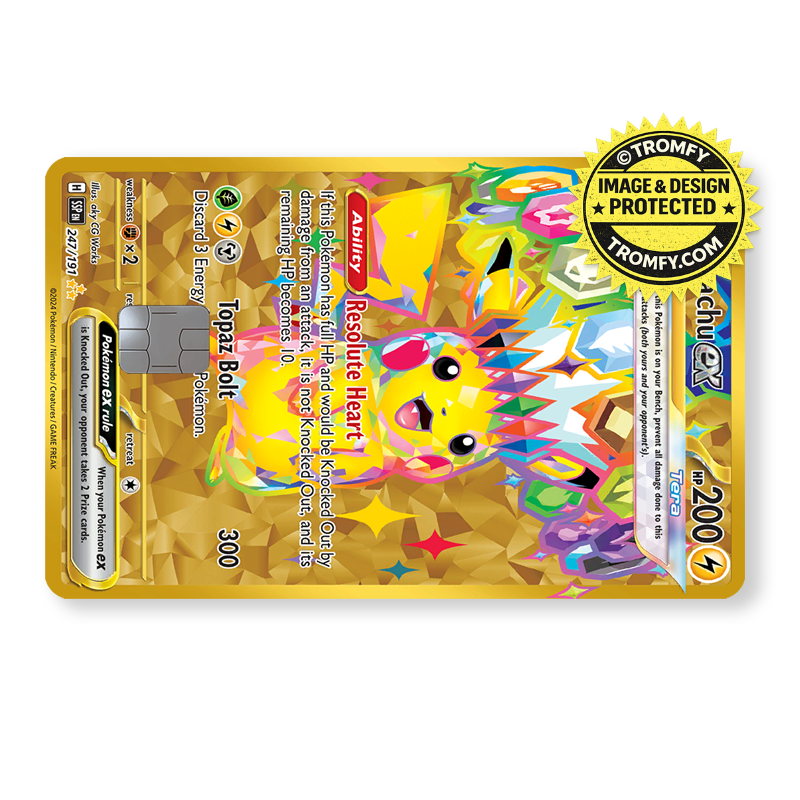 Golden Crystal Electric Mouse Card Skin - Anime Card