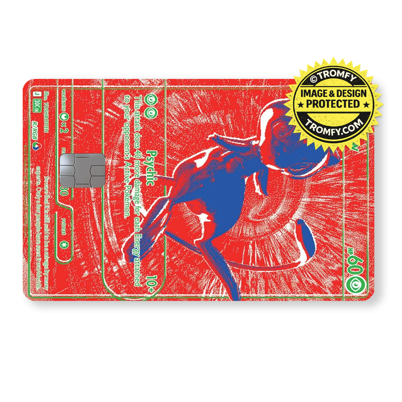 Retro Blue Psychic Cat Red Card Skin - Anime Card