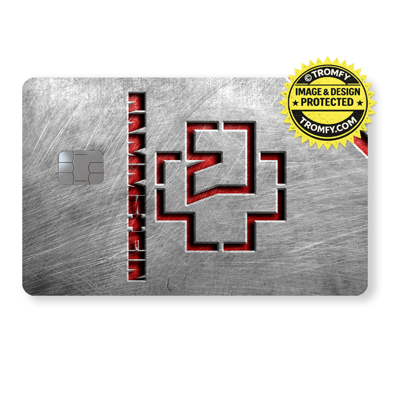 Metal Band Logo Card Sticker – Red Silver Design